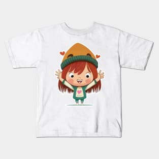 Cute Girl Cartoon Character, Kids T-Shirt